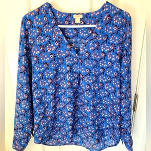 J. Crew Blue Floral Blouse